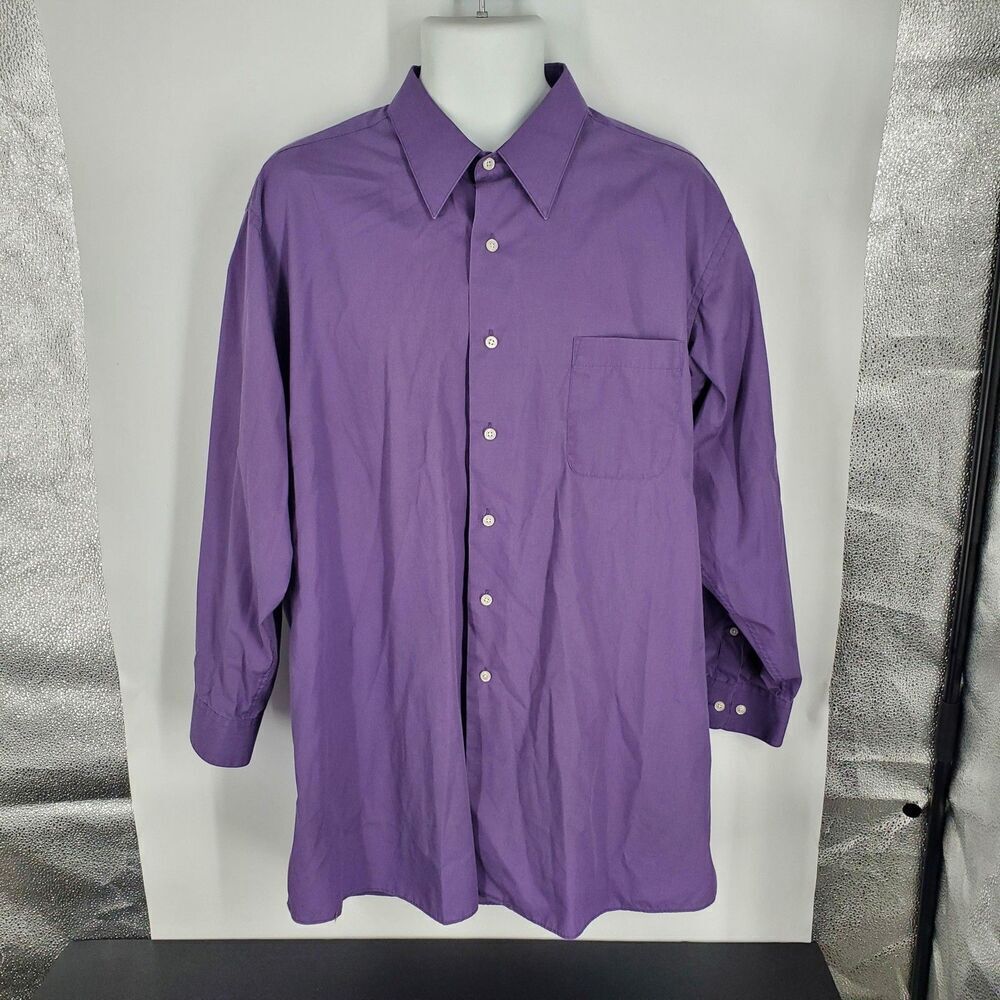 Covington Shirt Mens XL Purple Button Down Long Sleeve Pocket 17-17.5